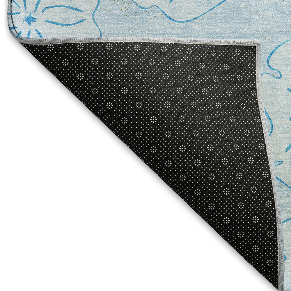 Premium Machine Washable Mayfield  Blue 1'8" x 2'6" Rug. Picture 2