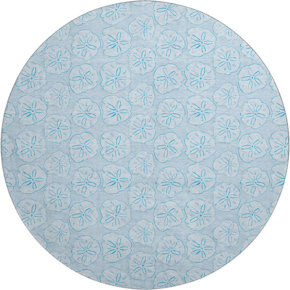 Premium Machine Washable Mayfield  Blue 8' x 8' Round Rug. Picture 1