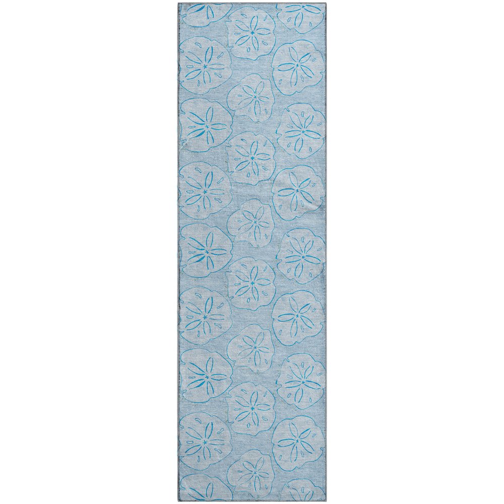 Premium Machine Washable Mayfield  Blue 2'3" x 7'6" Runner Rug. Picture 1