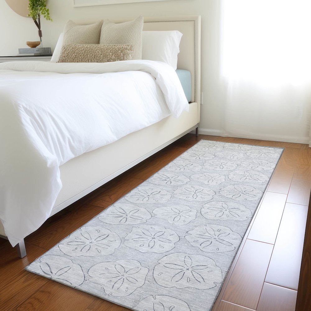 Premium Machine Washable Mayfield  Gray 2'3" x 7'6" Runner Rug. Picture 5