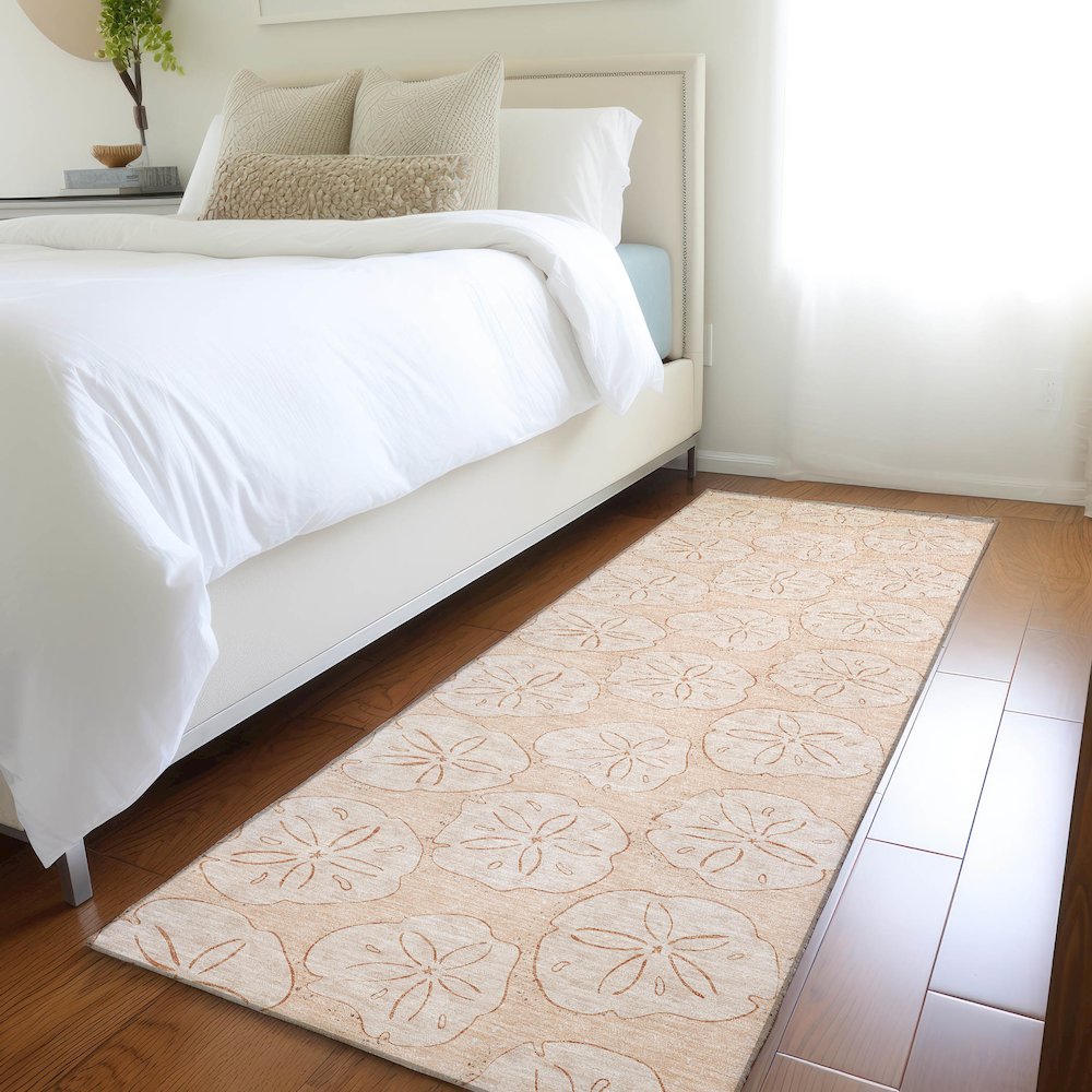 Premium Machine Washable Mayfield  Nectarine 2'3" x 7'6" Runner Rug. Picture 5