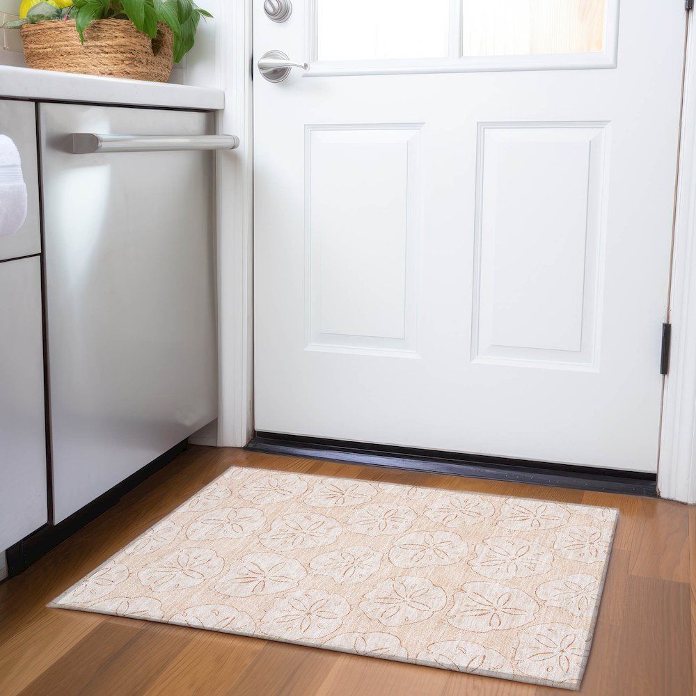 Premium Machine Washable Mayfield  Nectarine 1'8" x 2'6" Rug. Picture 5