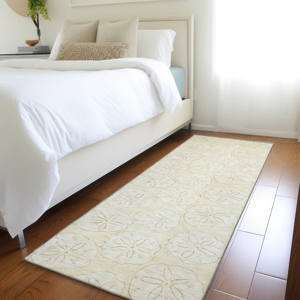 Premium Machine Washable Mayfield  Sand 2'3" x 7'6" Runner Rug. Picture 5