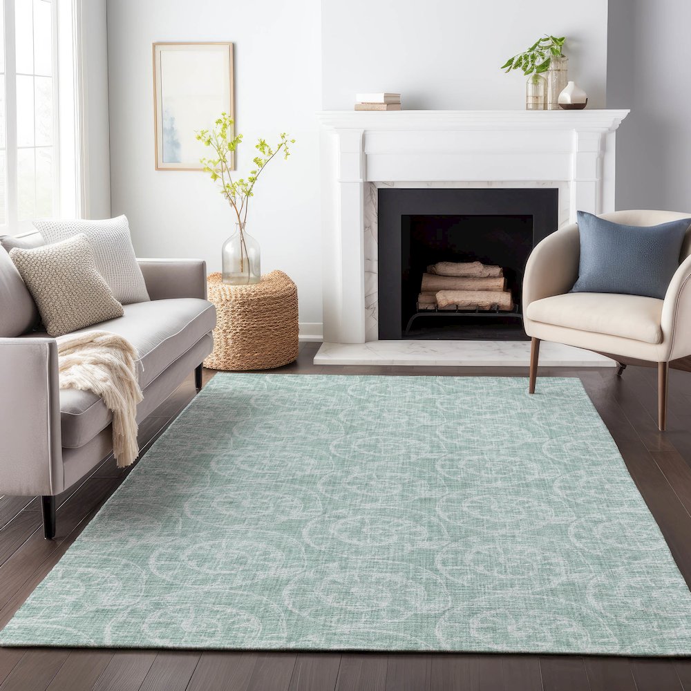 Premium Machine Washable Mayfield  Green 2'6" x 3'10" Rug. Picture 6