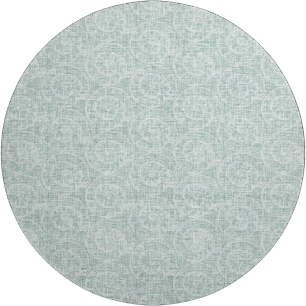 Premium Machine Washable Mayfield  Green 8' x 8' Round Rug. Picture 1