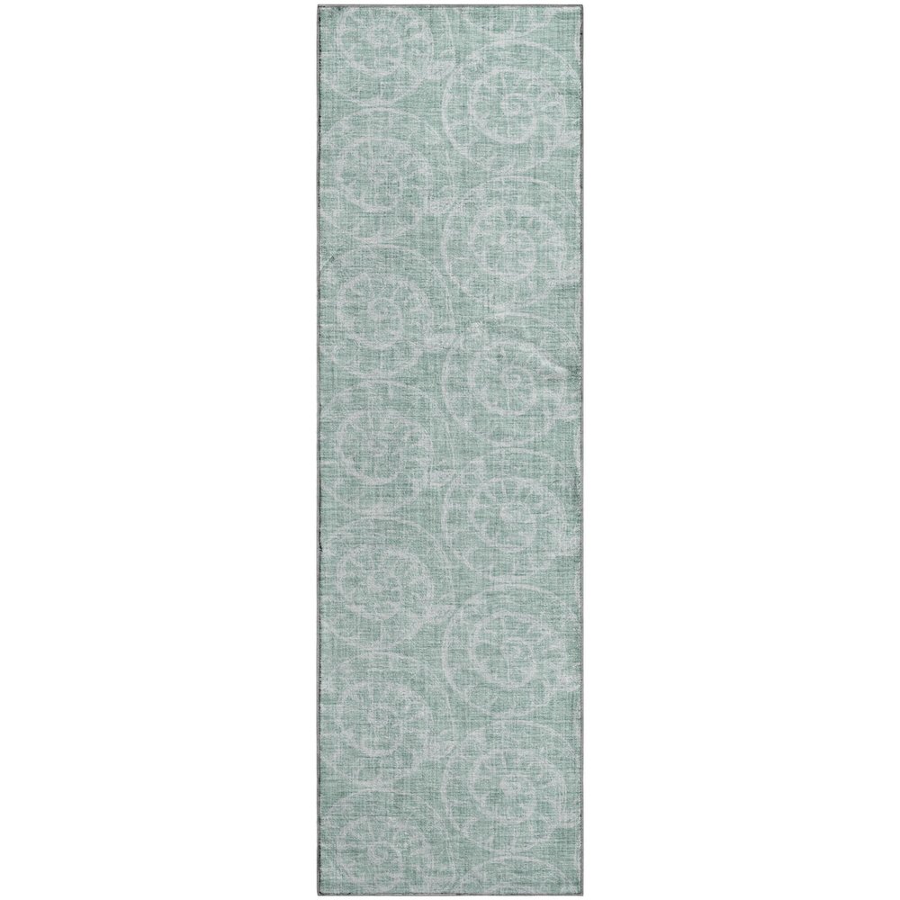 Premium Machine Washable Mayfield  Green 2'3" x 7'6" Runner Rug. Picture 1