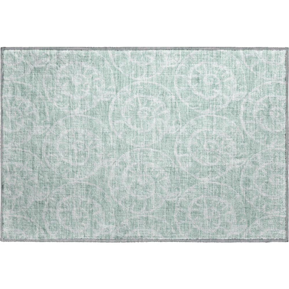 Premium Machine Washable Mayfield  Green 1'8" x 2'6" Rug. Picture 1