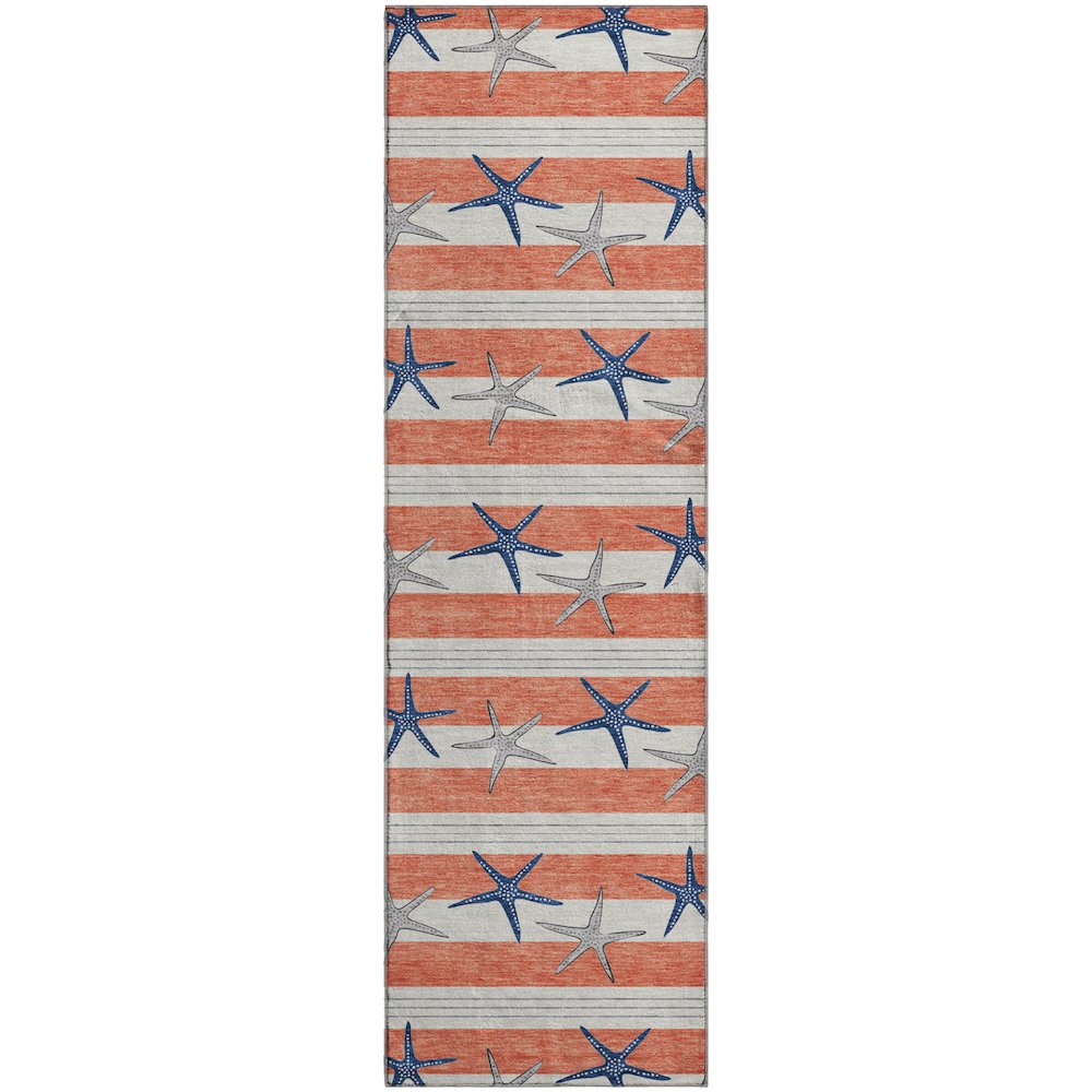 Premium Machine Washable Mayfield  Coral 2'3" x 7'6" Runner Rug. Picture 1