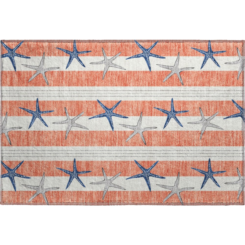 Premium Machine Washable Mayfield  Coral 1'8" x 2'6" Rug. Picture 1