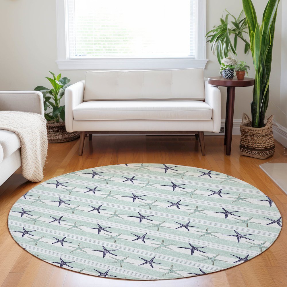 Premium Machine Washable Mayfield  Seaglass 8' x 8' Round Rug. Picture 5