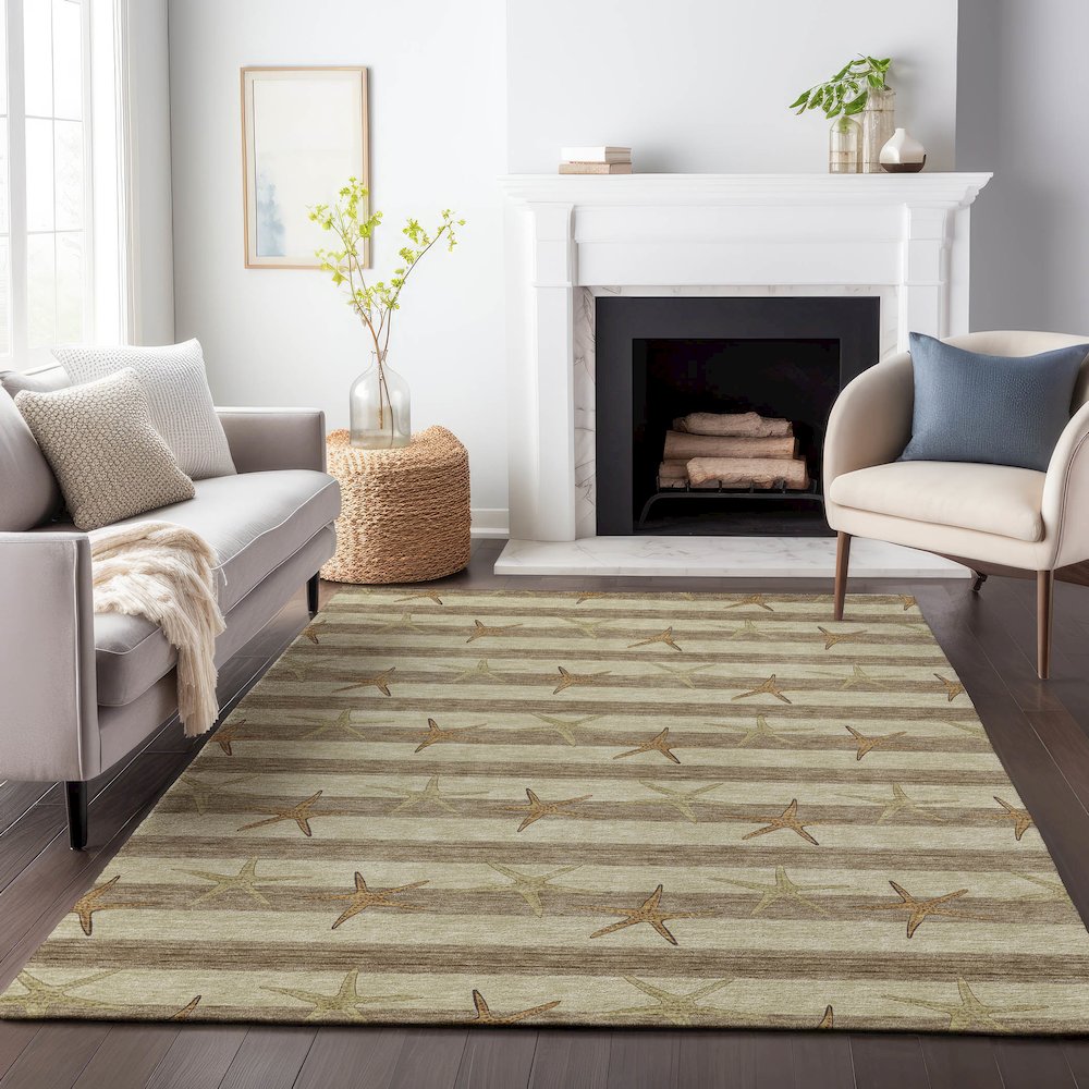 Premium Machine Washable Mayfield  Tan 2'6" x 3'10" Rug. Picture 6