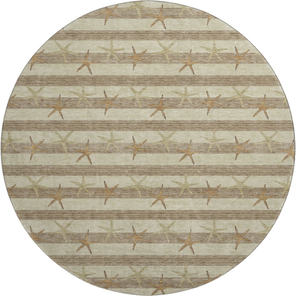 Premium Machine Washable Mayfield  Tan 8' x 8' Round Rug. Picture 1