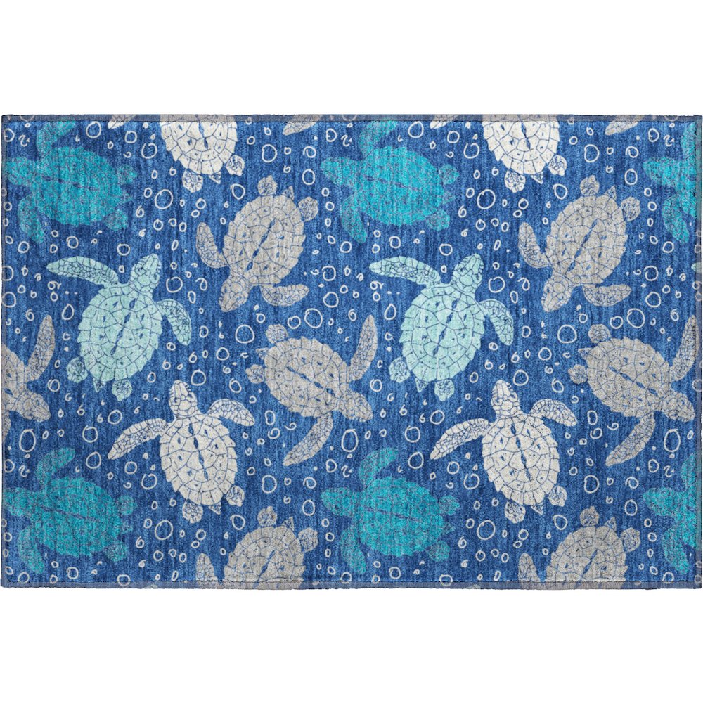 Premium Machine Washable Mayfield  Blue 1'8" x 2'6" Rug. Picture 1