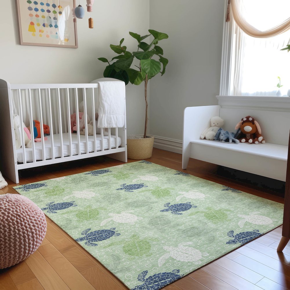 Premium Machine Washable Mayfield  Green 2'6" x 3'10" Rug. Picture 5