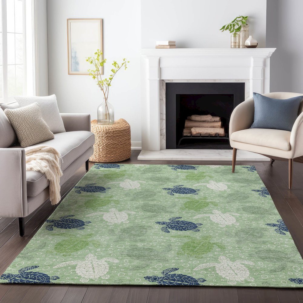 Premium Machine Washable Mayfield  Green 2'6" x 3'10" Rug. Picture 6