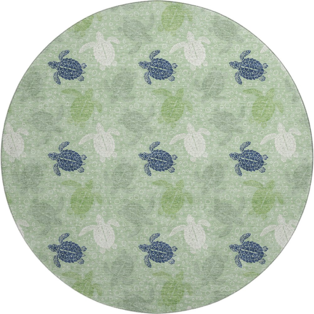 Premium Machine Washable Mayfield  Green 8' x 8' Round Rug. Picture 1