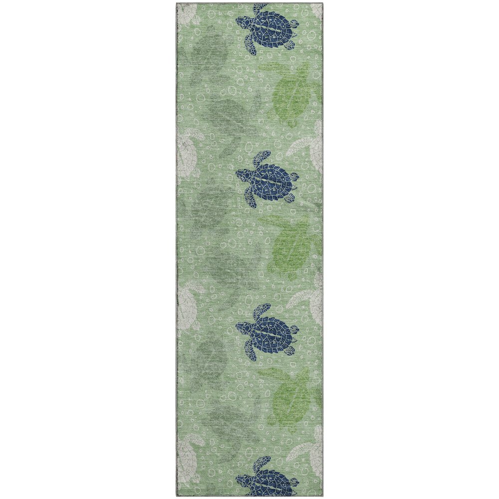 Premium Machine Washable Mayfield  Green 2'3" x 7'6" Runner Rug. Picture 1