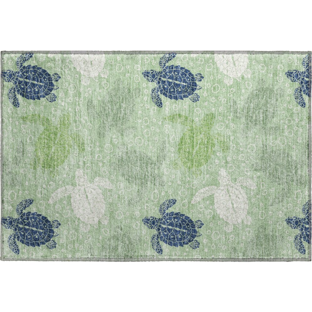 Premium Machine Washable Mayfield  Green 1'8" x 2'6" Rug. Picture 1