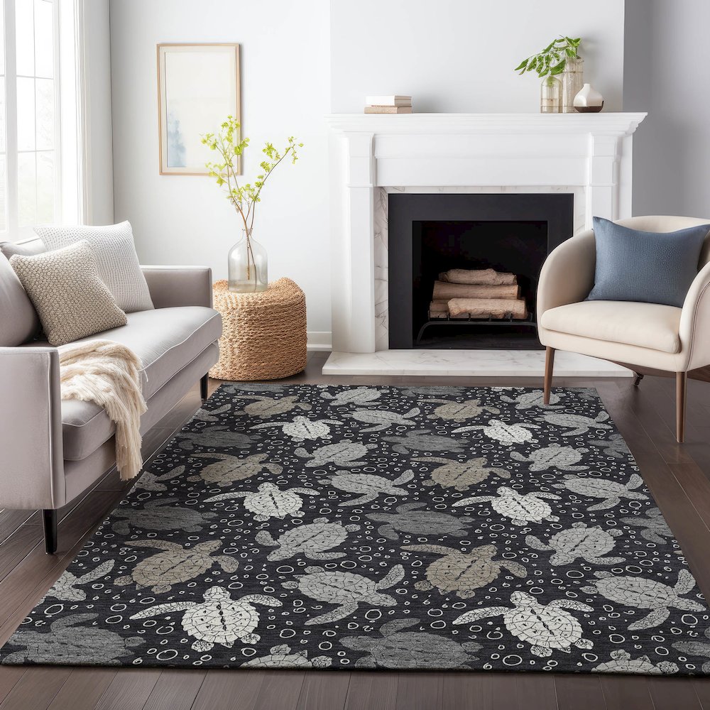 Premium Machine Washable Mayfield  Midnight 2'6" x 3'10" Rug. Picture 6