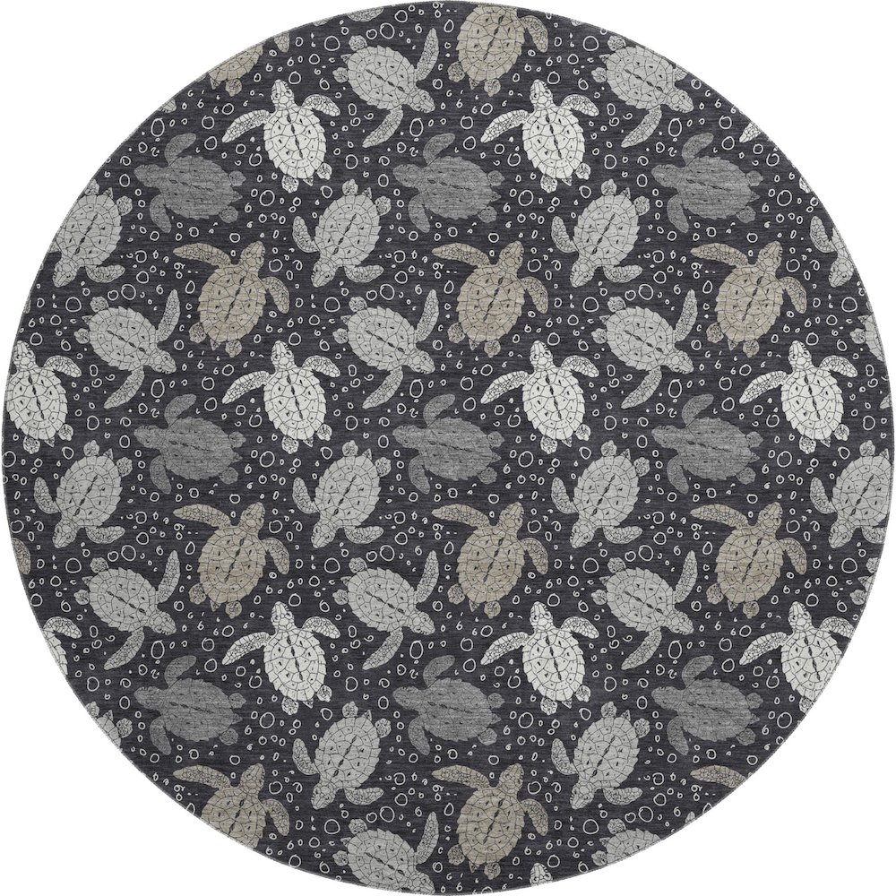 Premium Machine Washable Mayfield  Midnight 8' x 8' Round Rug. Picture 1