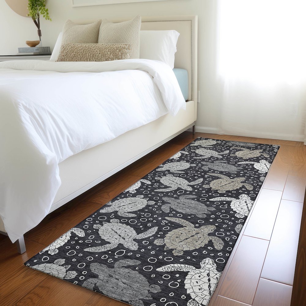 Premium Machine Washable Mayfield  Midnight 2'3" x 7'6" Runner Rug. Picture 5