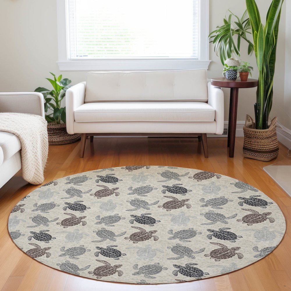 Premium Machine Washable Mayfield  Sand 8' x 8' Round Rug. Picture 5