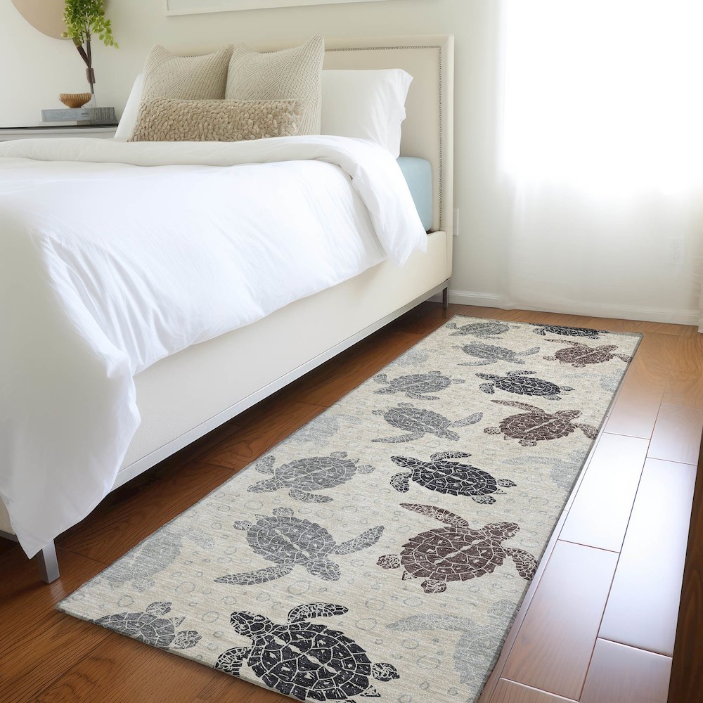 Premium Machine Washable Mayfield  Sand 2'3" x 7'6" Runner Rug. Picture 5