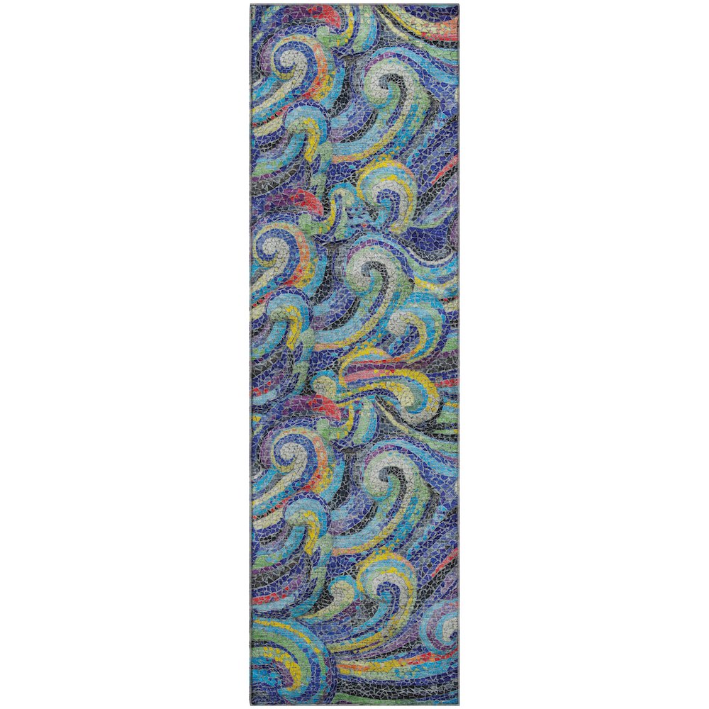 Premium Machine Washable Mayfield  Ocean 2'3" x 7'6" Runner Rug. Picture 1
