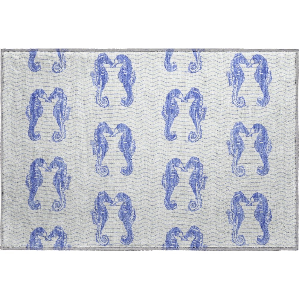 Premium Machine Washable Mayfield  Blue 1'8" x 2'6" Rug. Picture 1