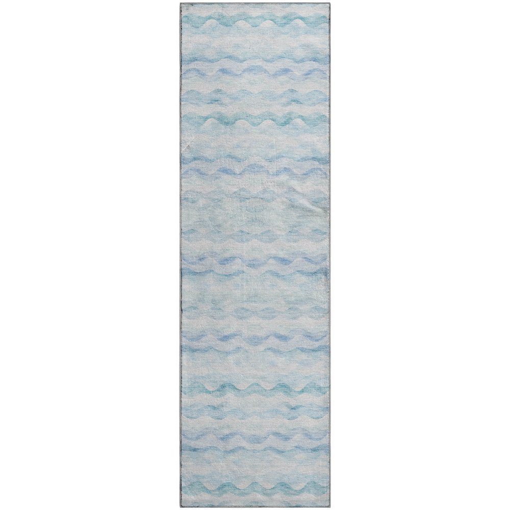 Premium Machine Washable Mayfield  Blue 2'3" x 7'6" Runner Rug. Picture 1