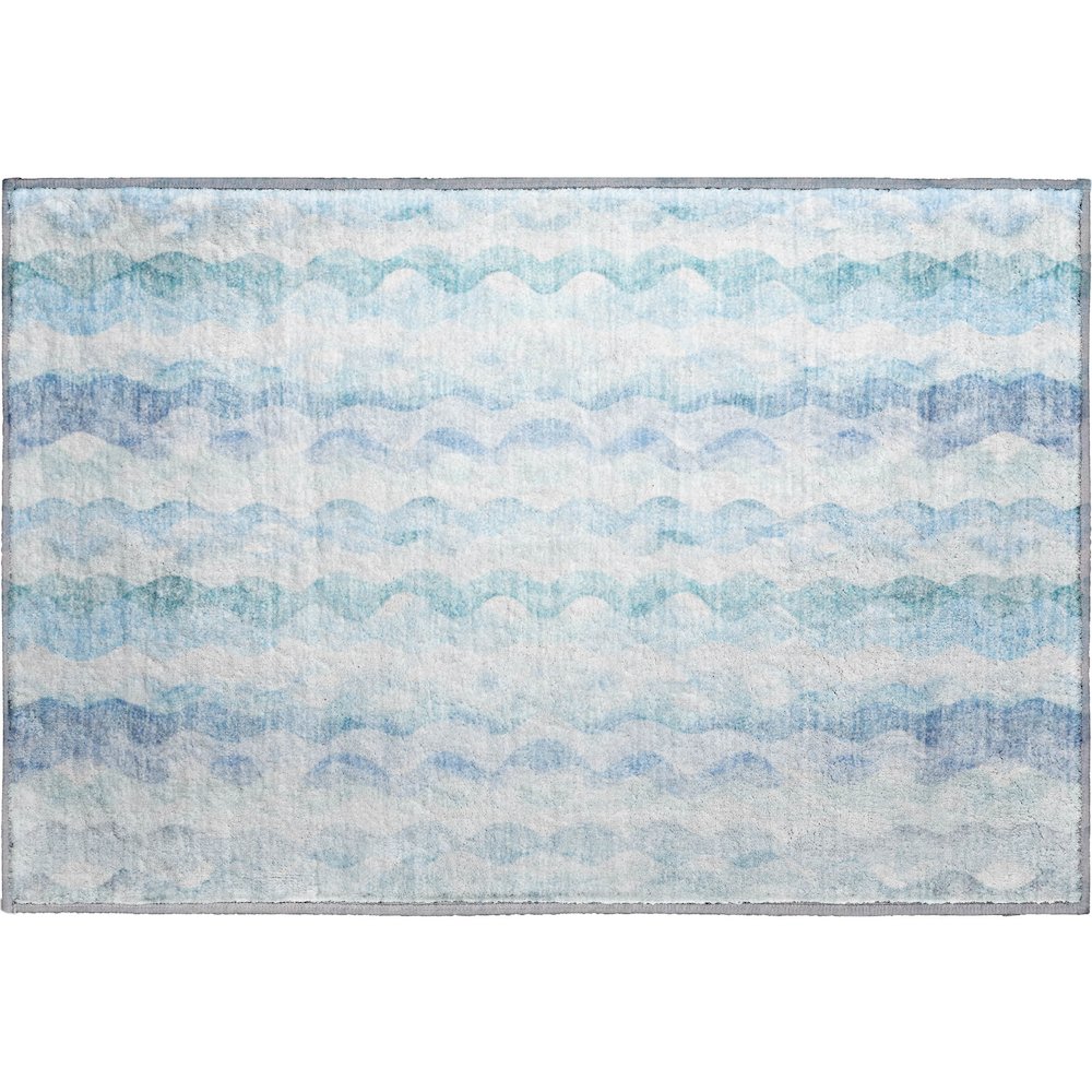 Premium Machine Washable Mayfield  Blue 1'8" x 2'6" Rug. Picture 1