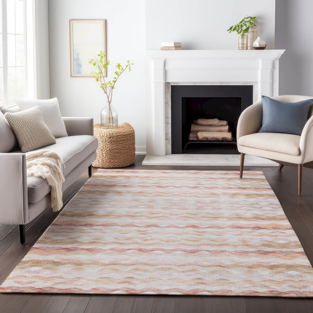 Premium Machine Washable Mayfield  Peach 2'6" x 3'10" Rug. Picture 6