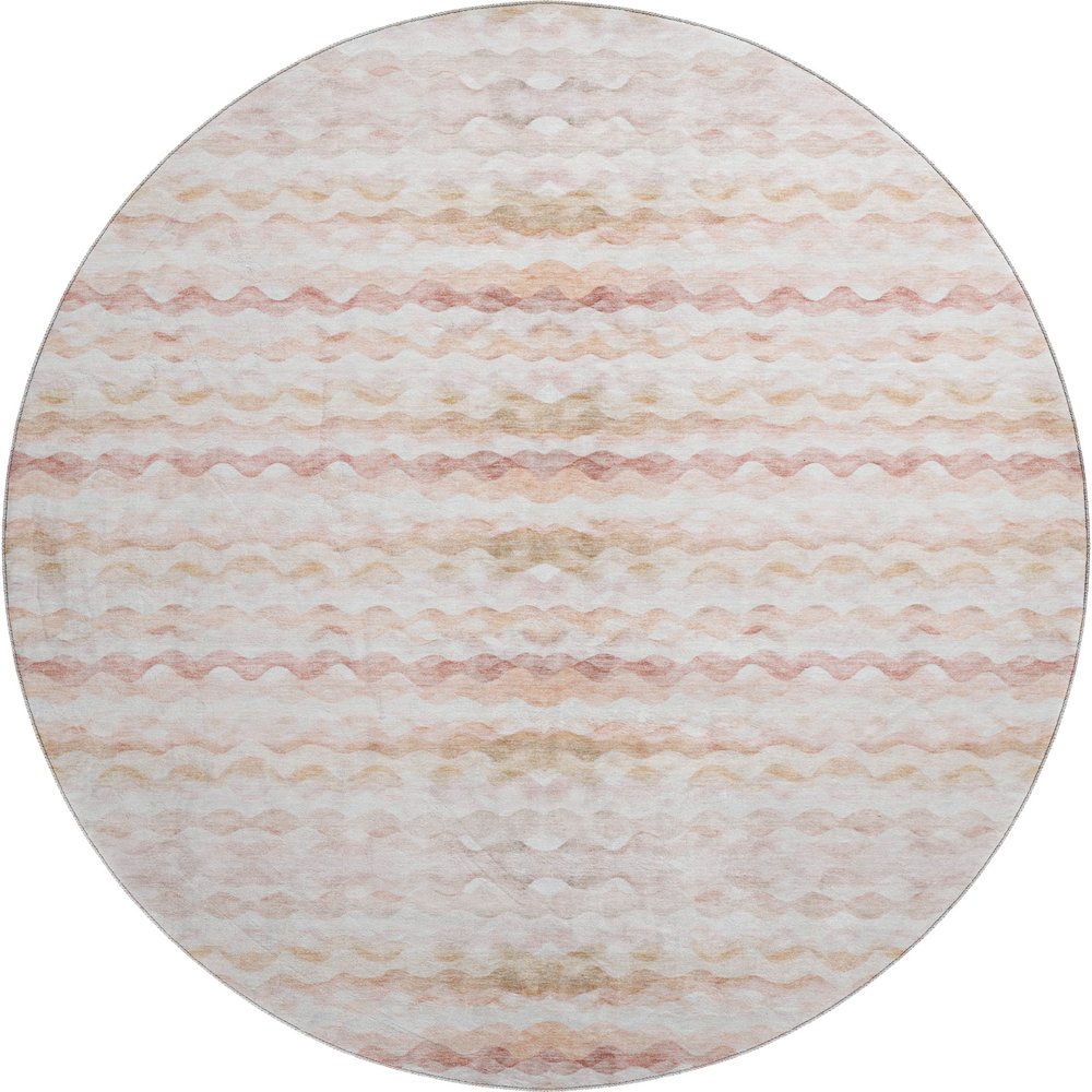 Premium Machine Washable Mayfield  Peach 8' x 8' Round Rug. Picture 1