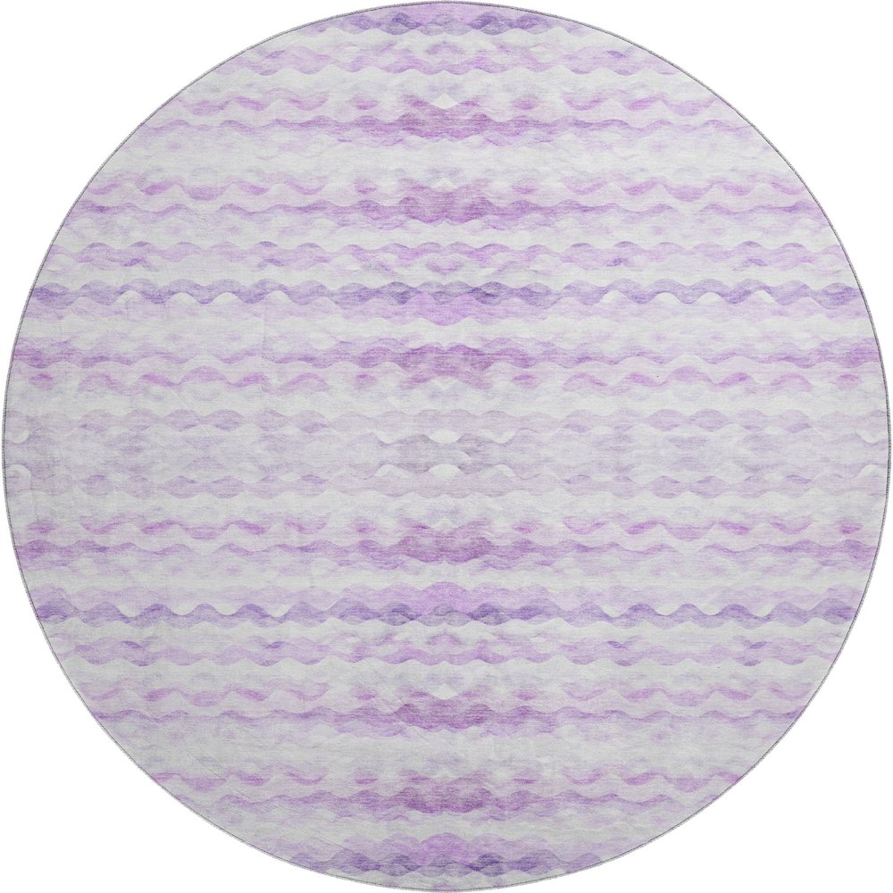 Premium Machine Washable Mayfield  Purple 8' x 8' Round Rug. Picture 1
