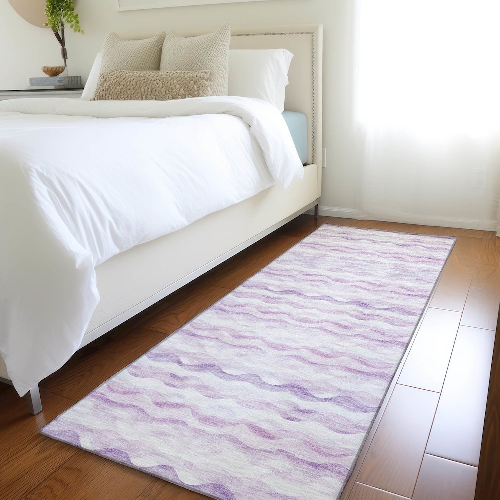 Premium Machine Washable Mayfield  Purple 2'3" x 7'6" Runner Rug. Picture 5