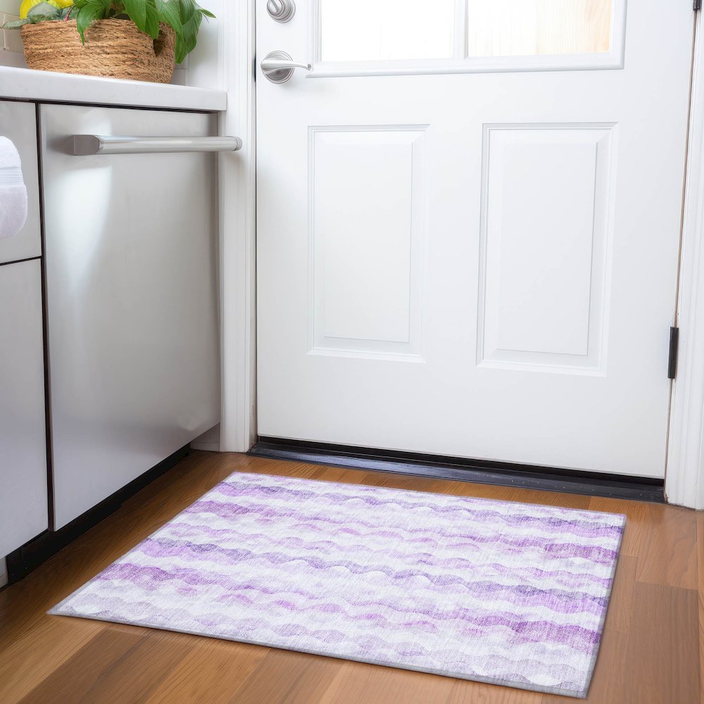 Premium Machine Washable Mayfield  Purple 1'8" x 2'6" Rug. Picture 5