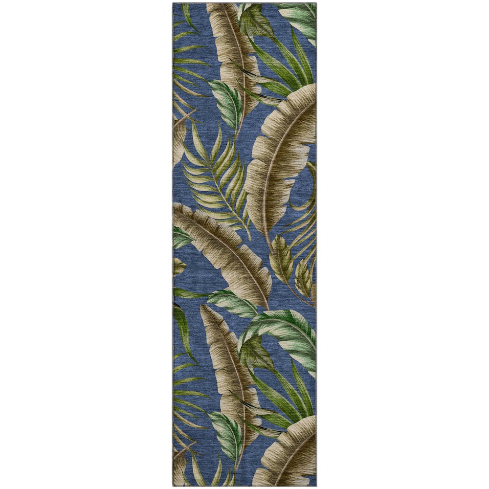 Premium Machine Washable Mayfield  Blue 2'3" x 7'6" Runner Rug. Picture 1