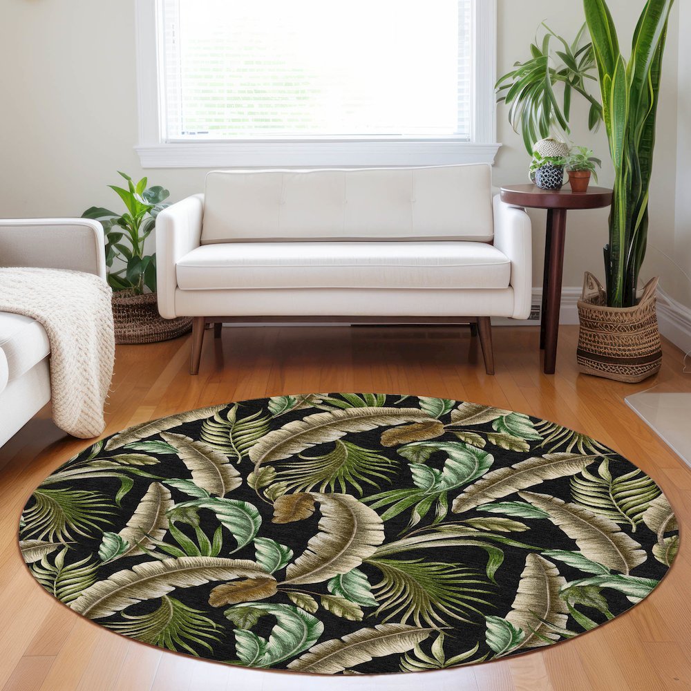 Premium Machine Washable Mayfield  Midnight 8' x 8' Round Rug. Picture 5