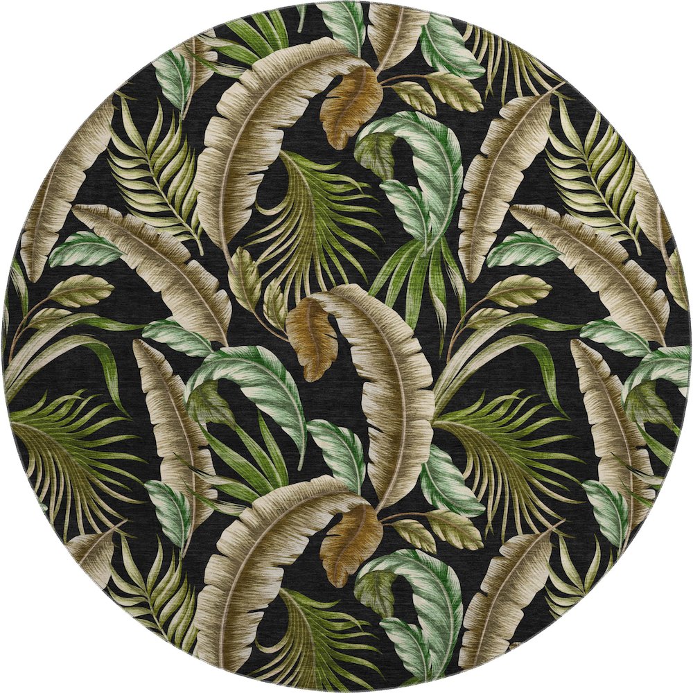Premium Machine Washable Mayfield  Midnight 8' x 8' Round Rug. Picture 1
