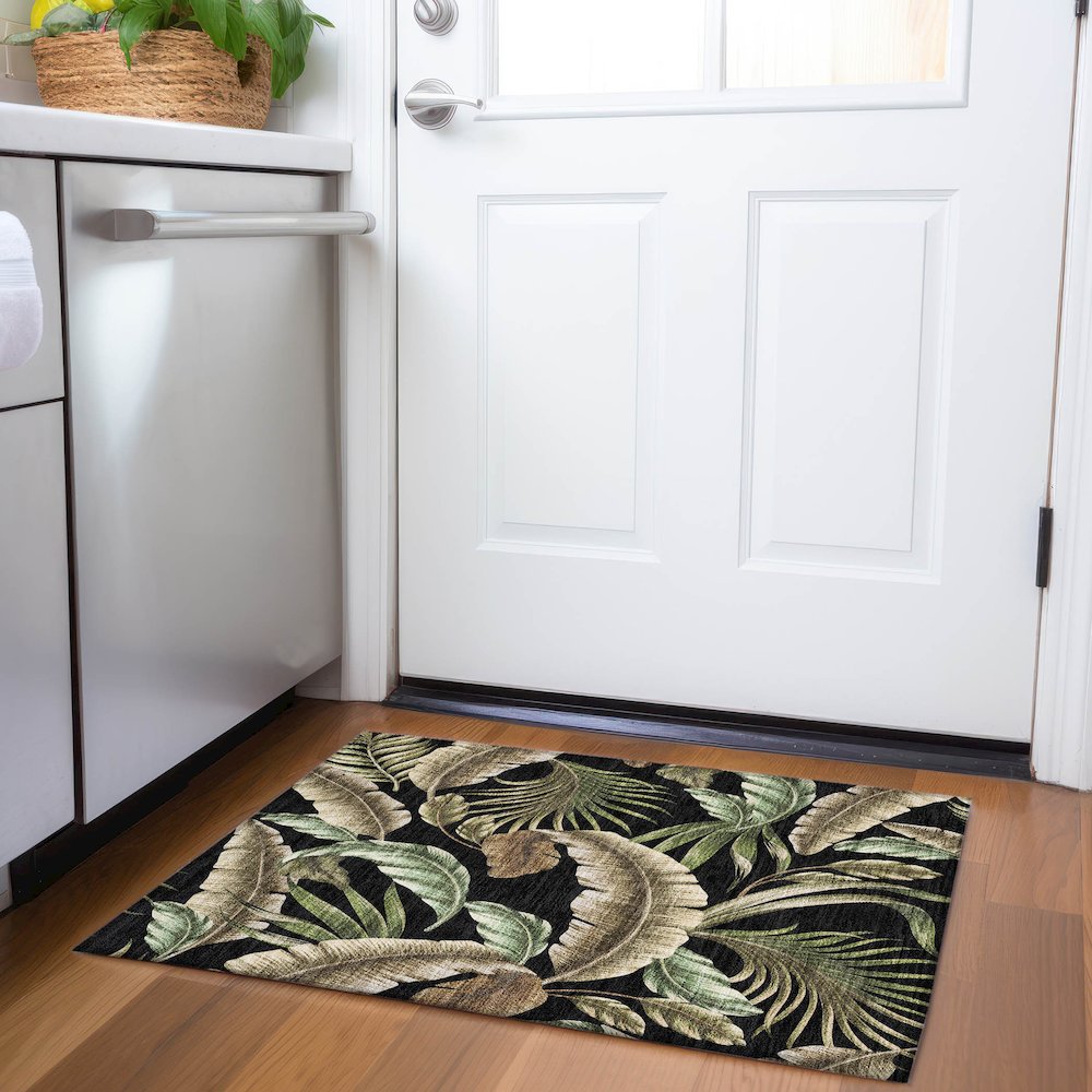 Premium Machine Washable Mayfield  Midnight 1'8" x 2'6" Rug. Picture 5