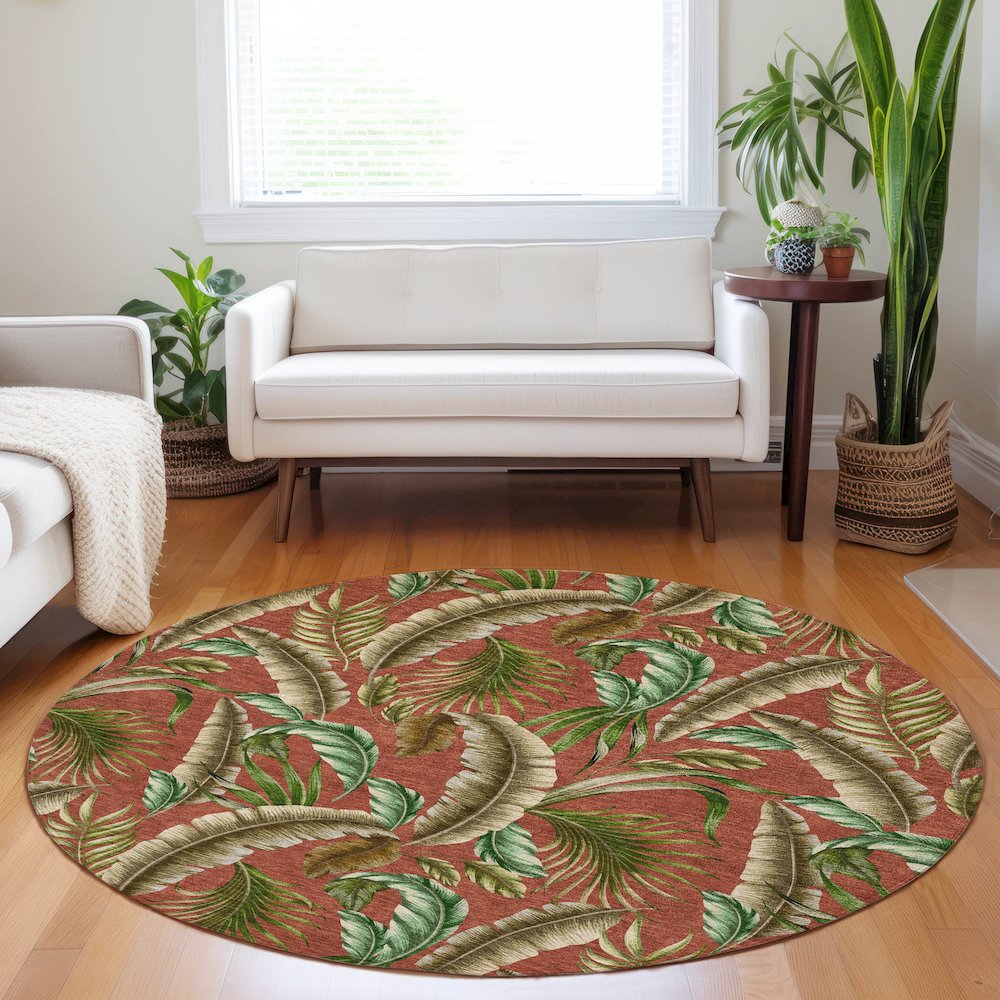 Premium Machine Washable Mayfield  Spice 8' x 8' Round Rug. Picture 5