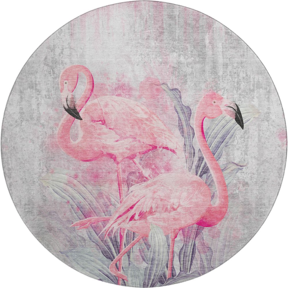 Premium Machine Washable Mayfield  Pink 8' x 8' Round Rug. Picture 1