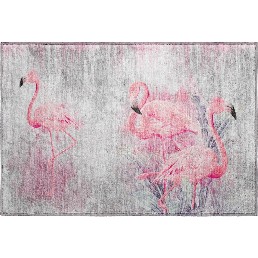 Premium Machine Washable Mayfield  Pink 1'8" x 2'6" Rug. Picture 1