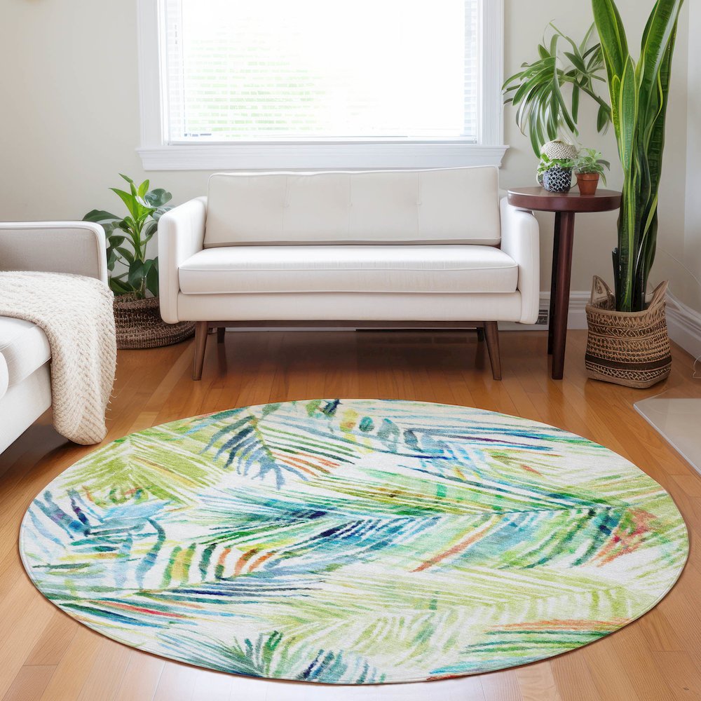 Premium Machine Washable Mayfield  Multi 8' x 8' Round Rug. Picture 5