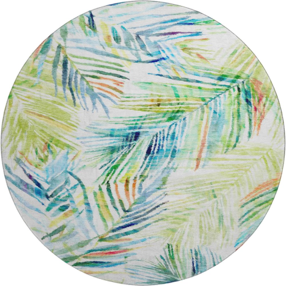 Premium Machine Washable Mayfield  Multi 8' x 8' Round Rug. Picture 1