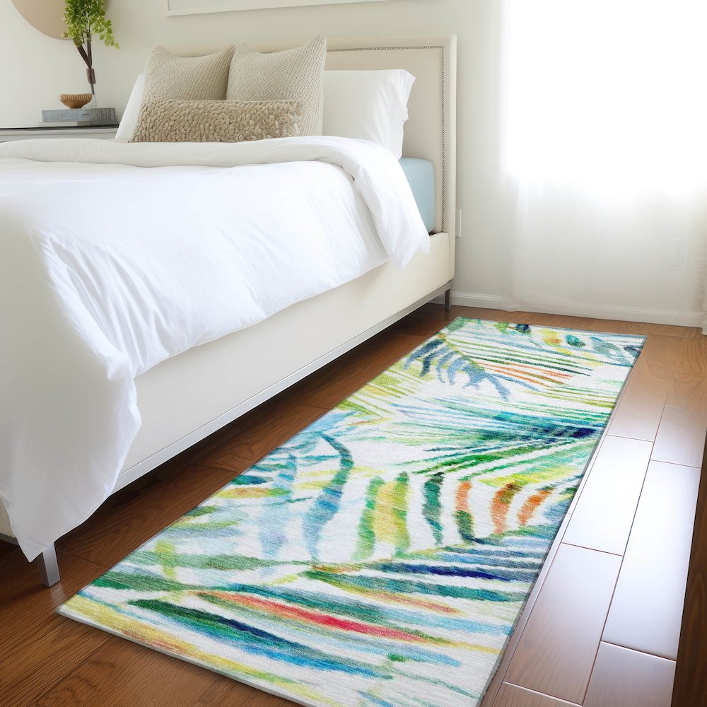 Premium Machine Washable Mayfield  Multi 2'3" x 7'6" Runner Rug. Picture 5