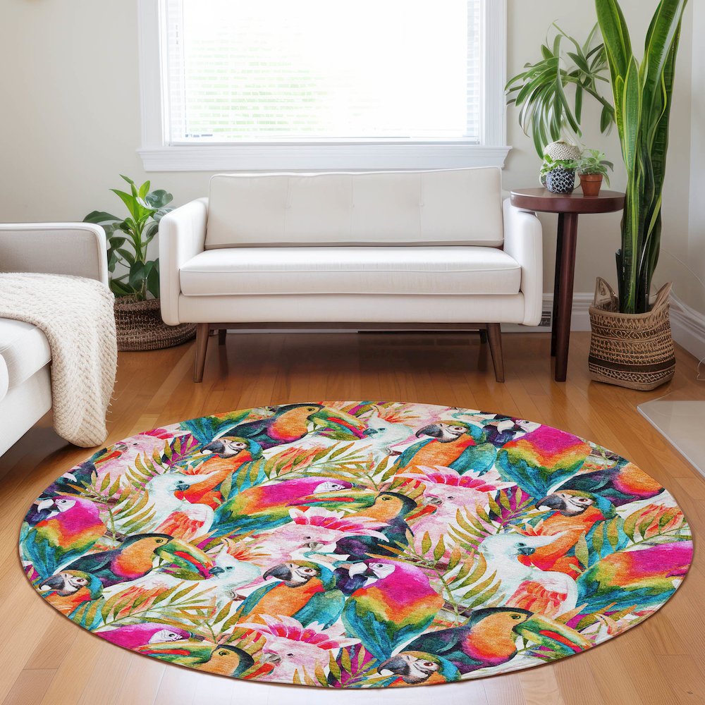 Premium Machine Washable Mayfield  Multi 8' x 8' Round Rug. Picture 5