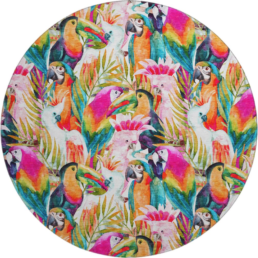 Premium Machine Washable Mayfield  Multi 8' x 8' Round Rug. Picture 1