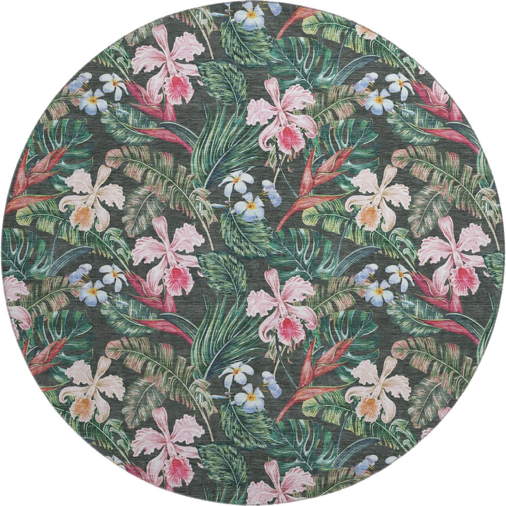 Premium Machine Washable Mayfield  Midnight 8' x 8' Round Rug. Picture 1