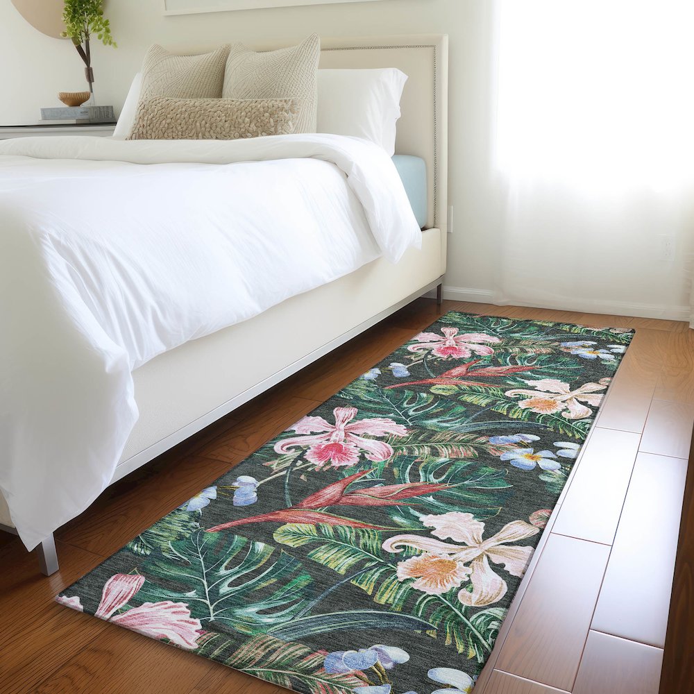 Premium Machine Washable Mayfield  Midnight 2'3" x 7'6" Runner Rug. Picture 5